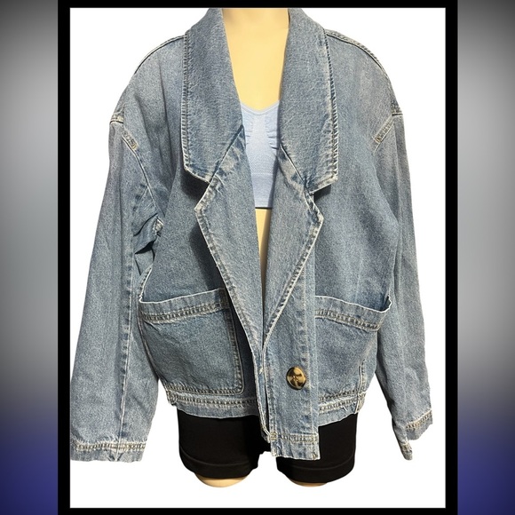 Zara Women's Blue Jean Jacket Oversize - Picture 4 of 10